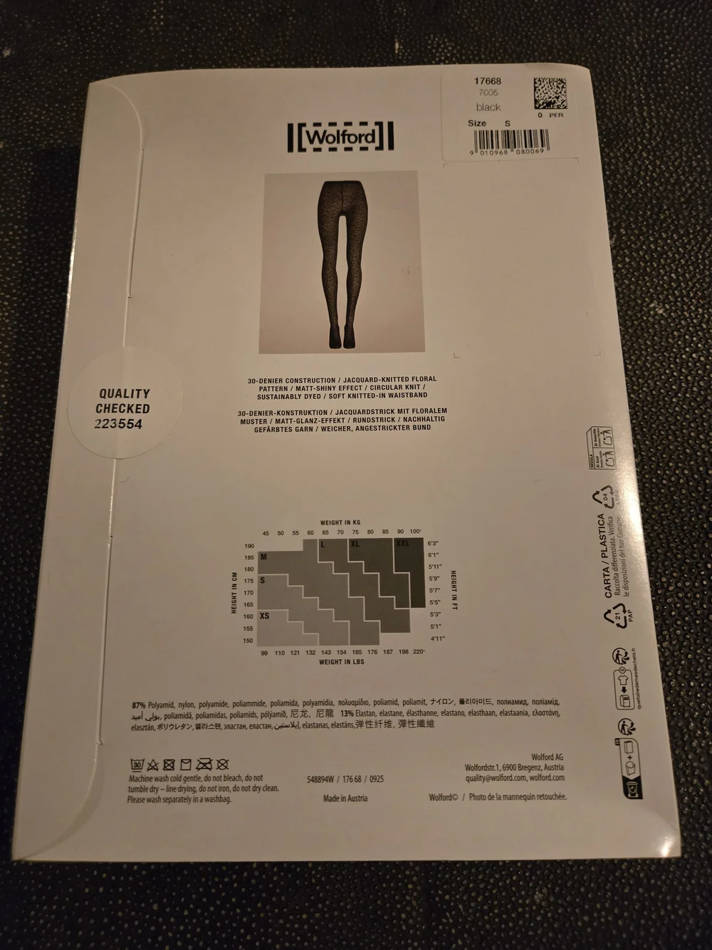 Wolford Black Floral Jacquard Tights